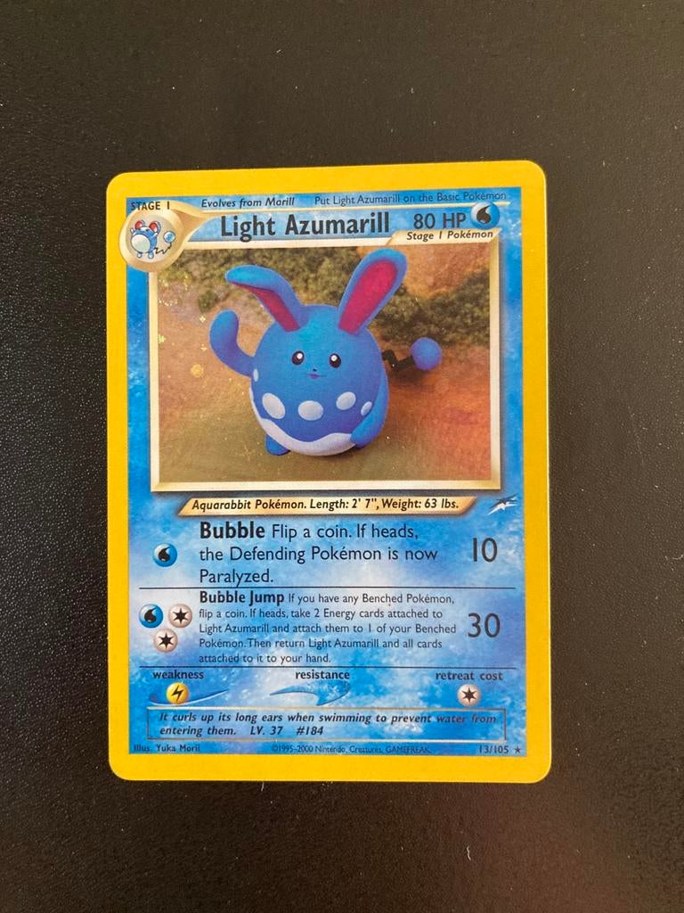 Pokemon kaart Light Azumarill Holo, Ophalen of Verzenden, Zo goed als nieuw