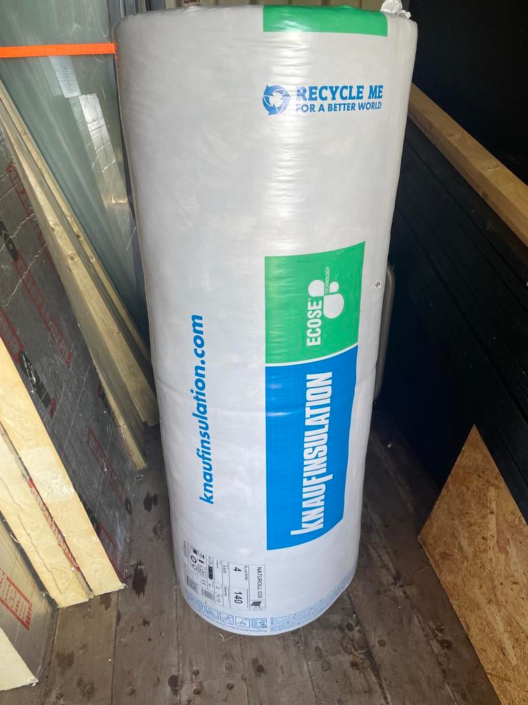 Knauf Naturoll 035 Glaswol isolatie - 6,15 m², Ophalen, 12 cm of meer, Nieuw, 5 tot 10 m²