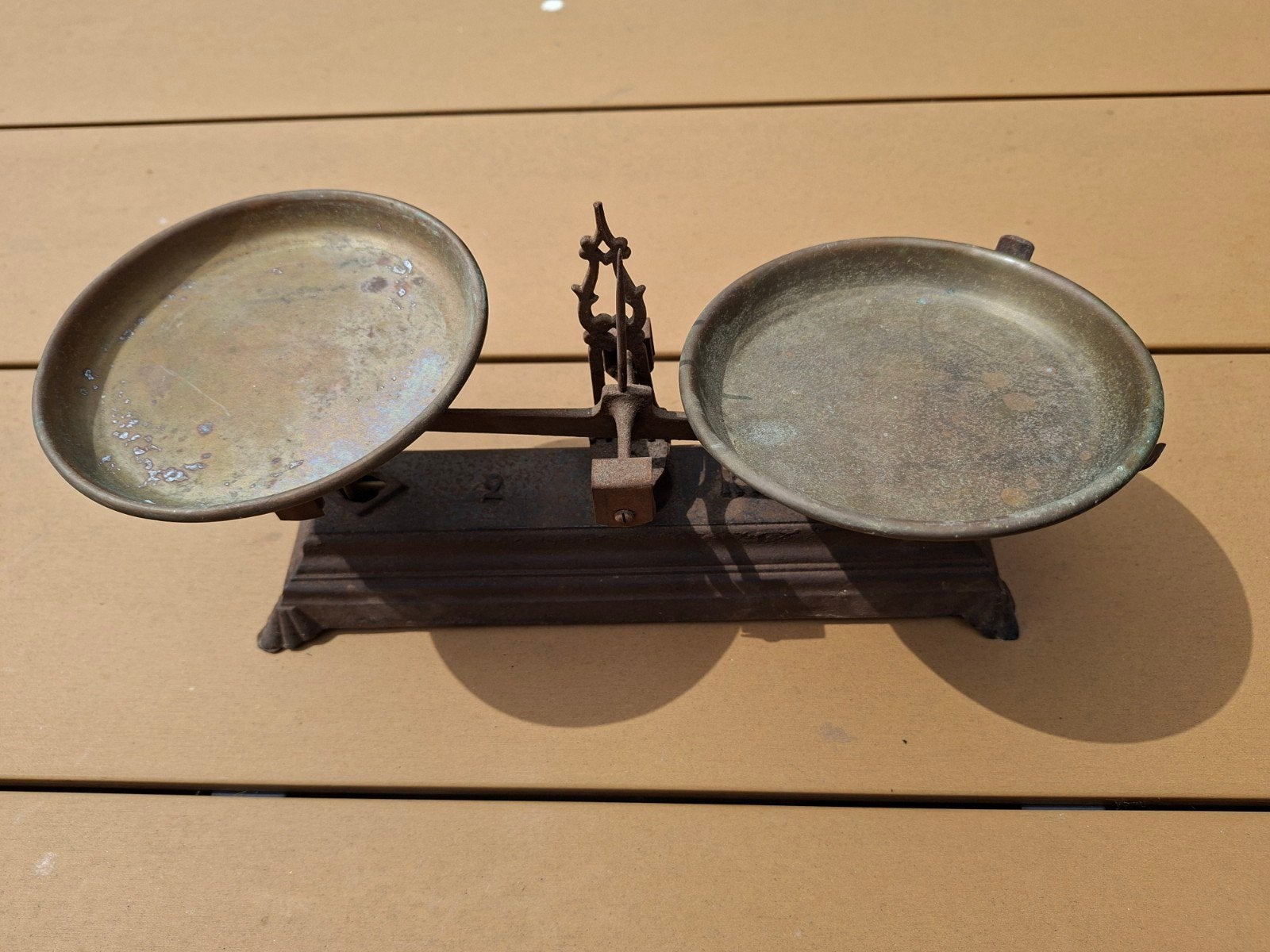 Antieke 2kg bascule weegschaal, Ophalen of Verzenden