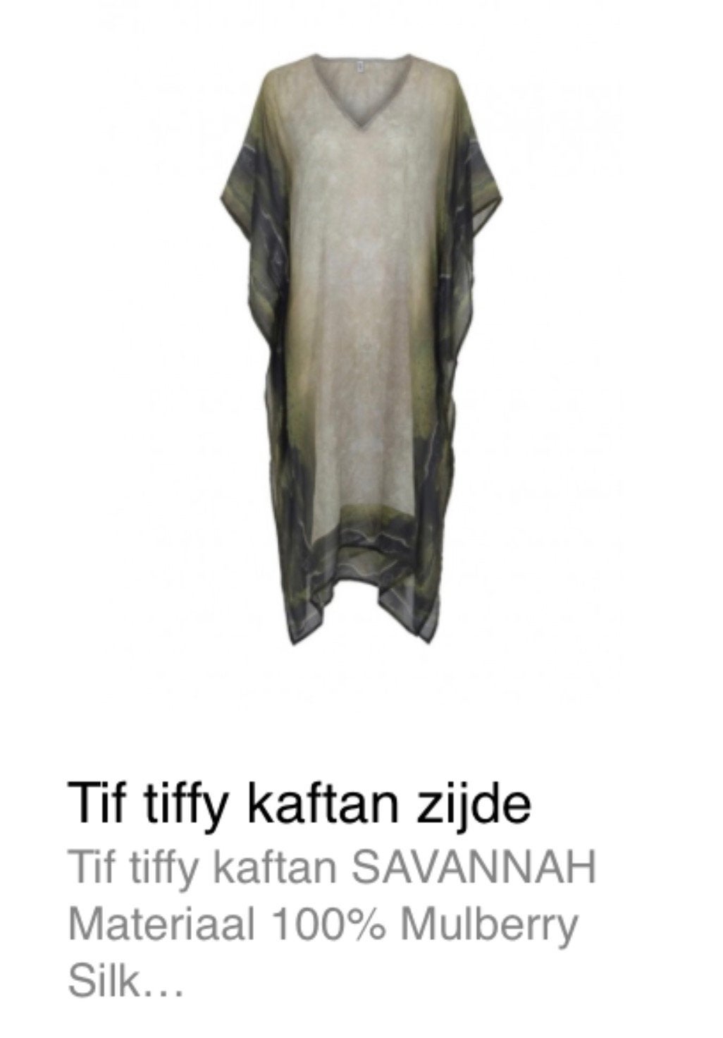 Tif tiffy kaftan zijde , savannah, Ophalen of Verzenden, Nieuw, Groen, Overige typen