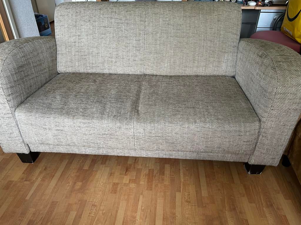 2-Zitsbank in beige stof, Ophalen, Tweepersoons, 75 tot 100 cm, Zo goed als nieuw