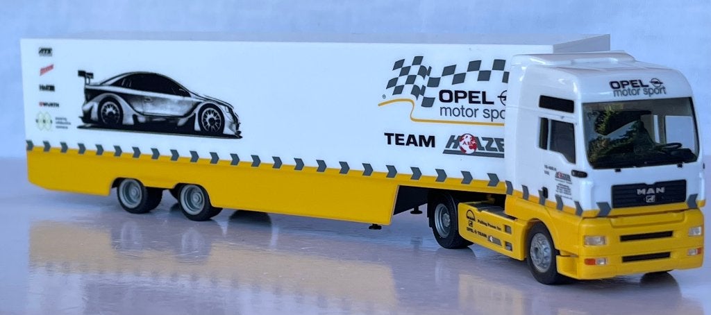 Herpa 038010: MAN TGA XXL Opel Motor Sport  (DTM 2001), Ophalen of Verzenden, Zo goed als nieuw, Bus of Vrachtwagen, Herpa