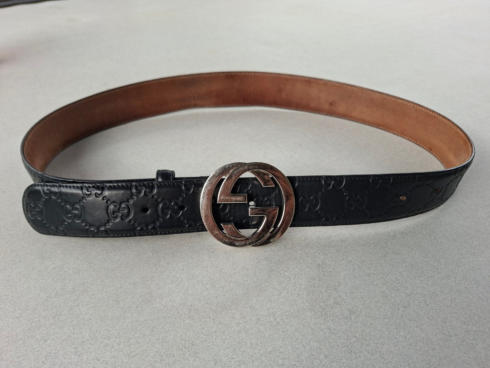 Gucci GG Supreme riem met zilverkleurige gesp, Heupriem, Ophalen of Verzenden, Gucci, Gedragen