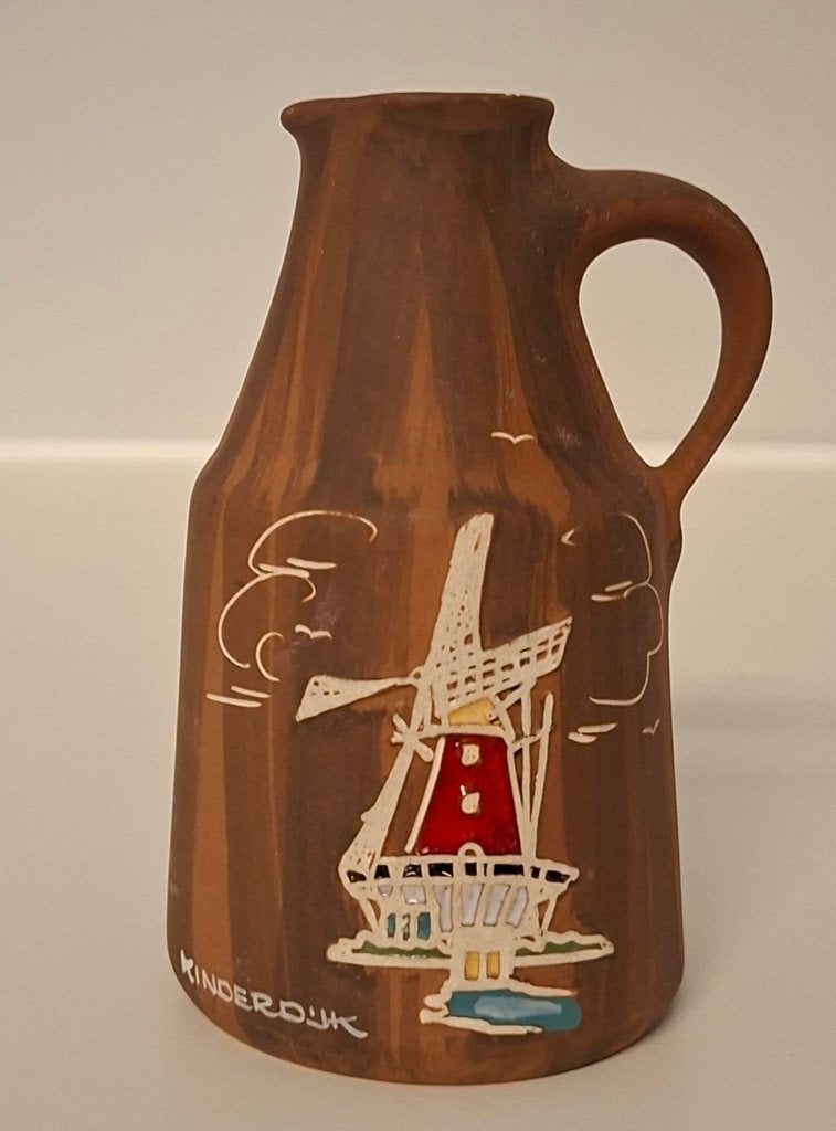 Souvenir vaasje Kinderdijk met molen, Ophalen of Verzenden