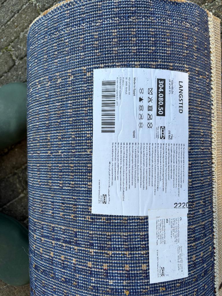 Ikea Langsted vloerkleed blauw, Ophalen, 100 tot 150 cm, Blauw, Zo goed als nieuw