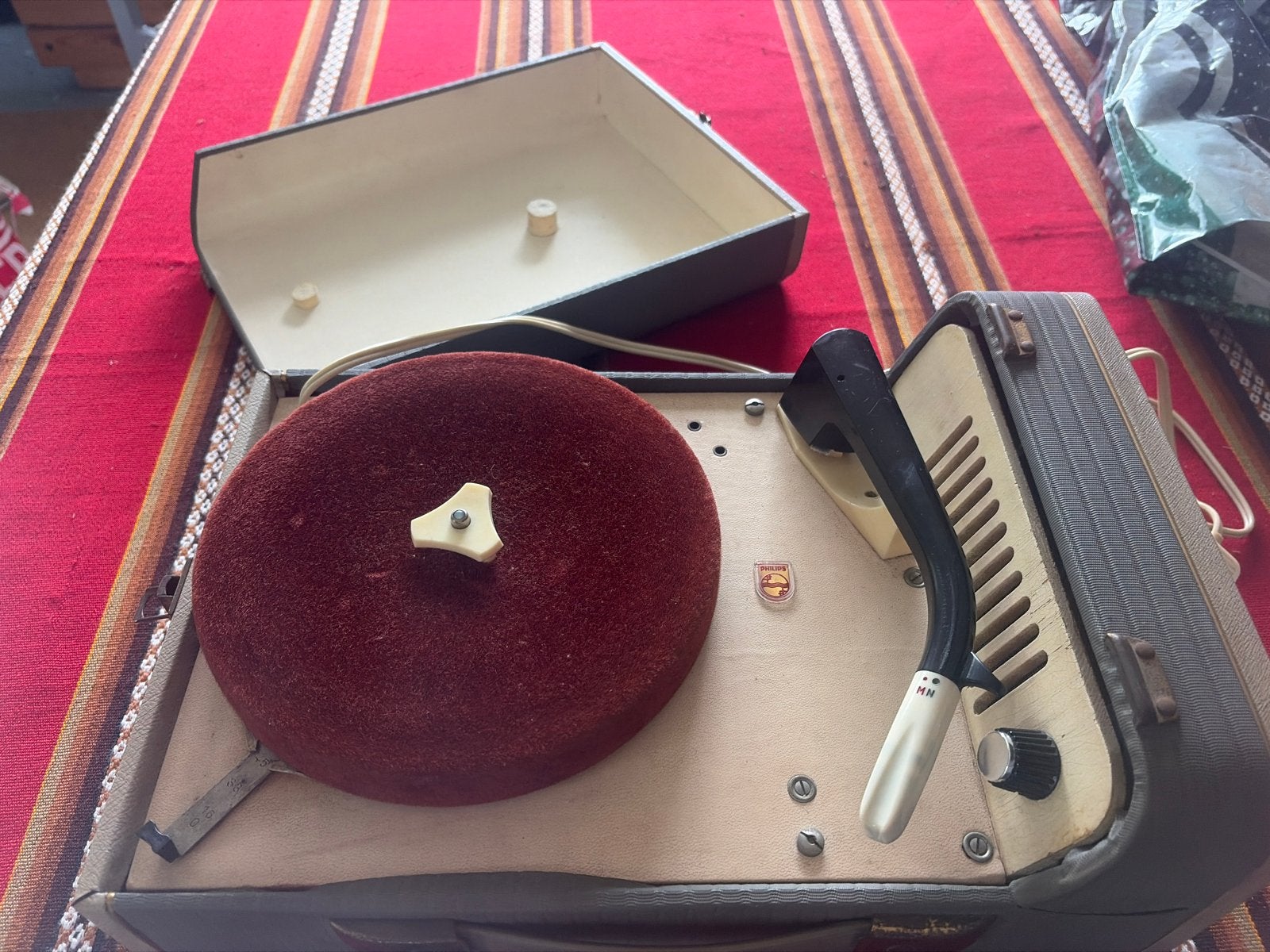 Vintage Philips Platenspeler - Draagbaar Model, Ophalen, Gebruikt, Platenspeler, Philips