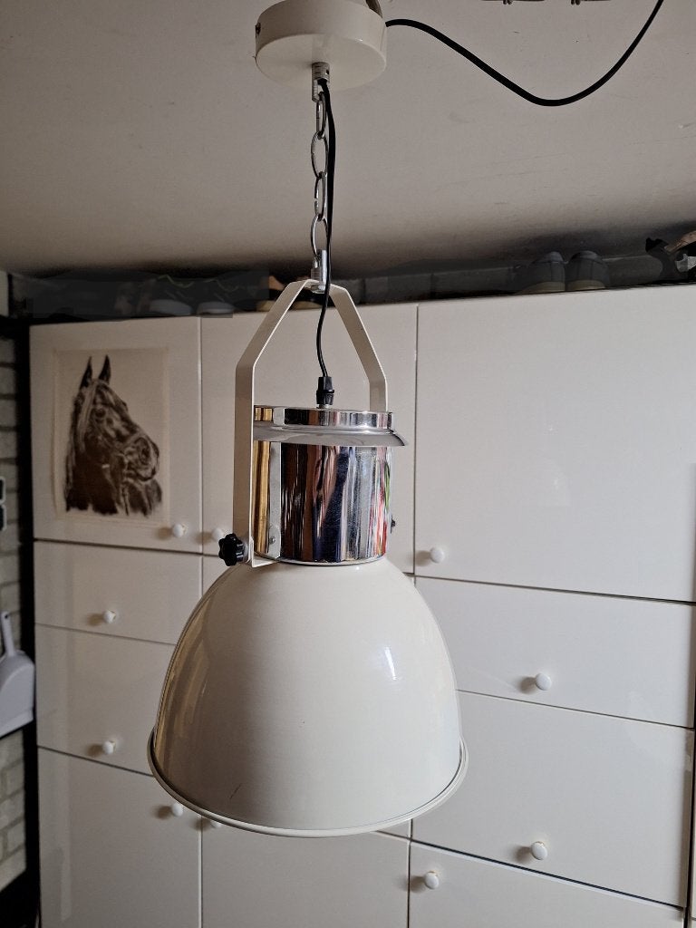 plafondlamp, industrial look, retro, Huis en Inrichting, Beige, Hanglamp, Zo goed als nieuw, Metaal