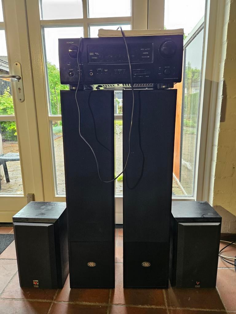 Denon Receiver met 4 luidsprekers (2x BNS, 2x Vision), Overige merken, Gebruikt, Ophalen of Verzenden, 60 tot 120 watt