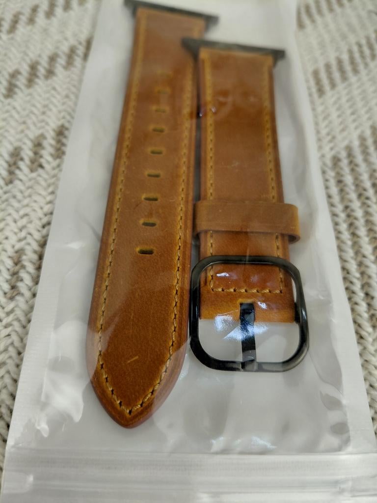 Apple Watch Bandje Bruin Leer voor:38-40-41mm, Ophalen of Verzenden, Apple