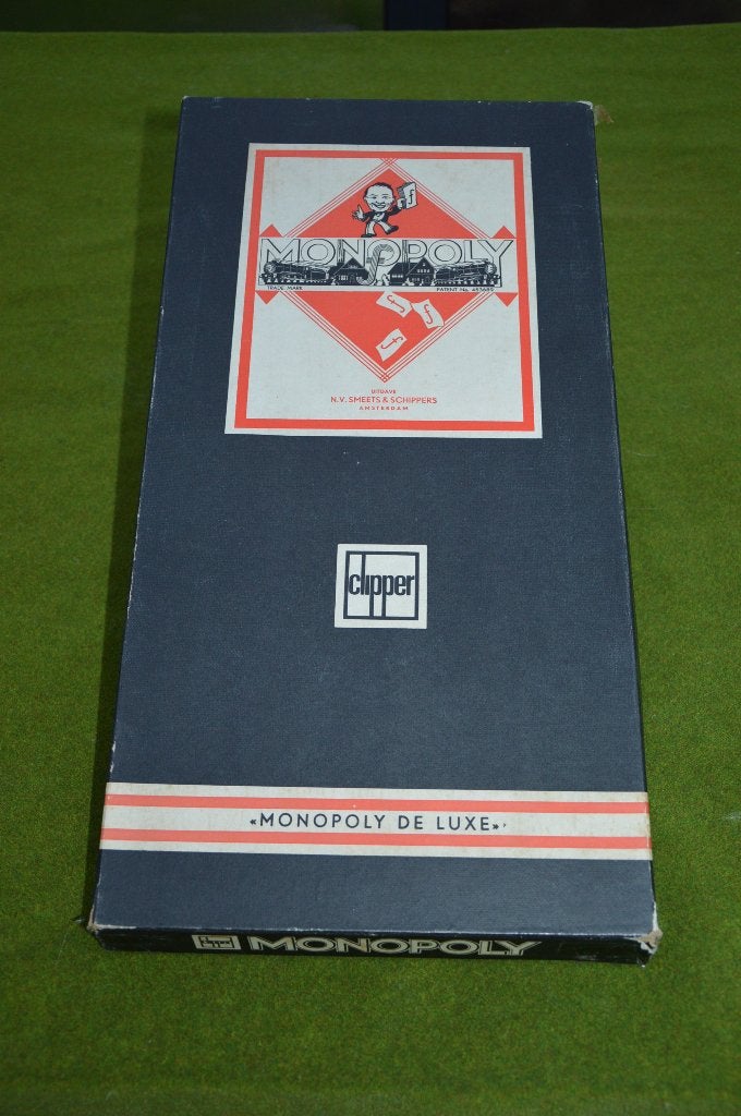 Oud Monopoly bordspel, zwarte lange doos, Clipper, jaren 60, Hobby en Vrije tijd, Gezelschapsspellen | Bordspellen, Gebruikt, Drie of vier spelers