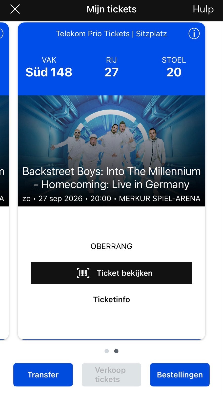 2 tickets te koop voor Backstreet Boys @ zo 27 sept, Tickets en Kaartjes, Twee personen, September