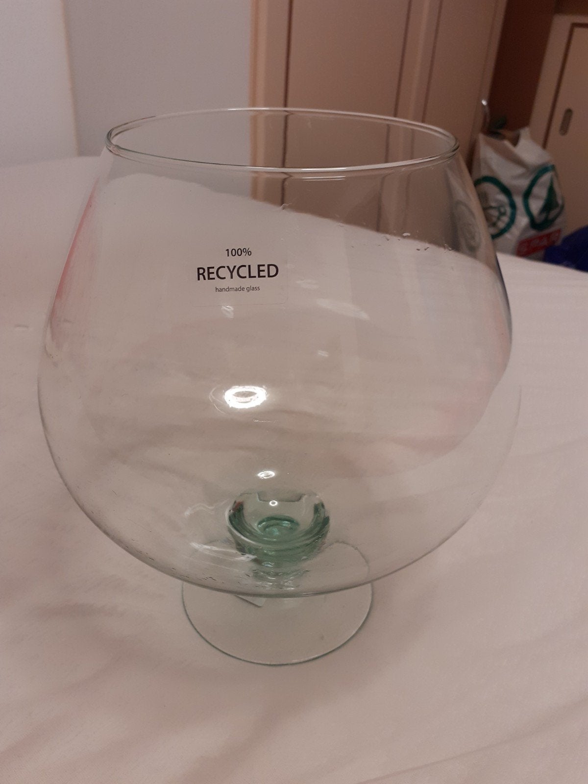 Grote Cognac Glas  100% Gerecycled Glas, Huis en Inrichting, Woonaccessoires | Vazen, Ophalen, Zo goed als nieuw, Overige kleuren