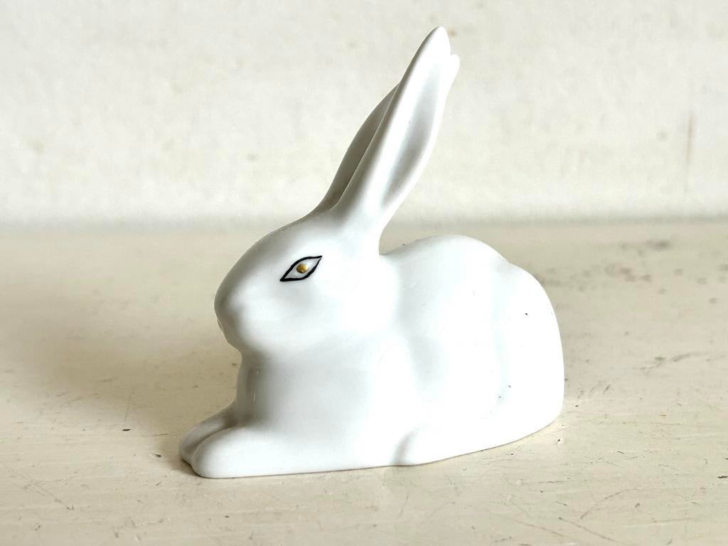 Vintage Hollohaza porseleinen beeldje konijn haas Hongarije, Verzamelen, Beelden en Beeldjes, Ophalen, Zo goed als nieuw, Dier