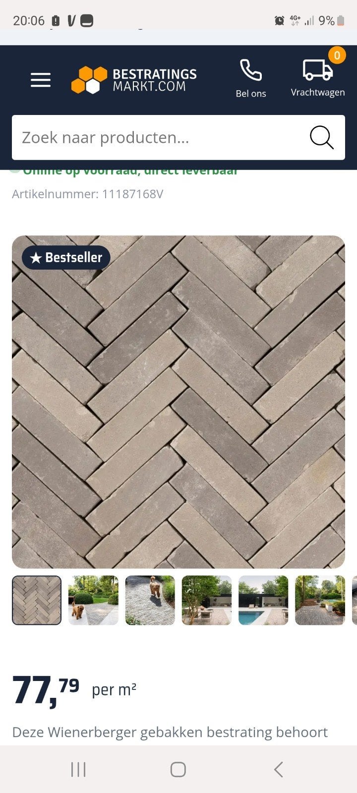 3,2 m² Lotis waaltjes getrommeld UWF60, Ophalen, Nieuw, Overige materialen