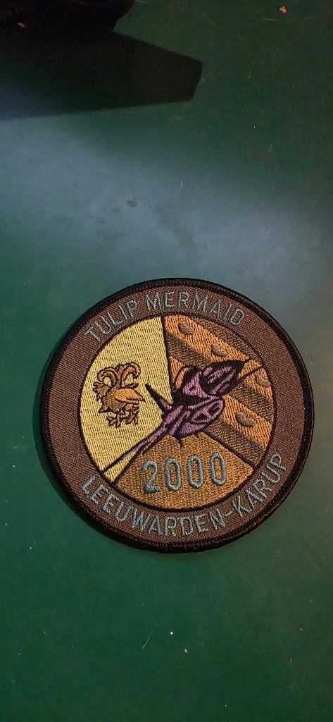 F16 Tulip Mermaid Leeuwarden-Karup 2000 patch, Verzamelen, Ophalen of Verzenden, Luchtmacht, Nederland, Embleem of Badge