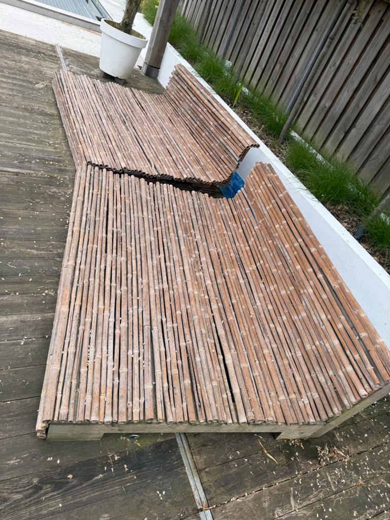 Grote bamboe daybed / loungebed voor de tuin (360cm), Verzenden, Zo goed als nieuw, Overige materialen