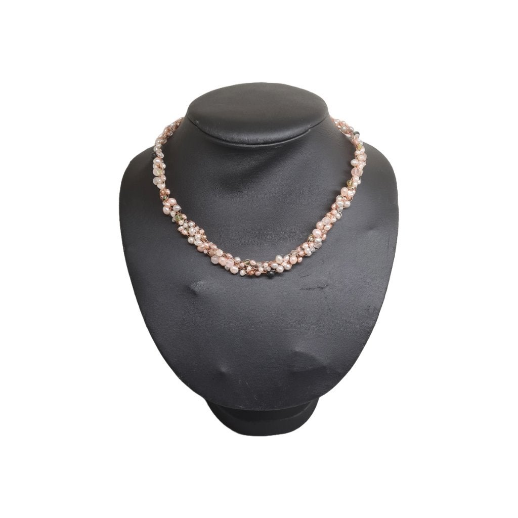 Halsketting met mineralen en zoetwaterparels, Sieraden, Tassen en Uiterlijk, Kettingen, Ophalen of Verzenden, Gebruikt, Overige kleuren