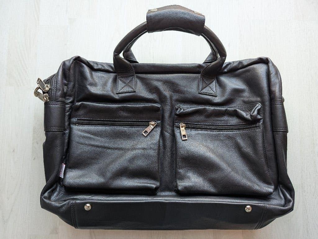 Leren tas zwart met rode voering Nieuw, Ophalen of Verzenden, Nieuw, Zwart, Handtas