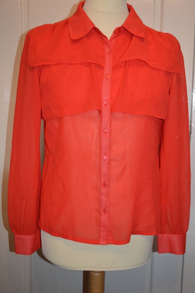 Ichi, helder rood organza blouse, maat 40, Kleding | Dames, Maat 38/40 (M), Ophalen of Verzenden, Zo goed als nieuw, Ichi