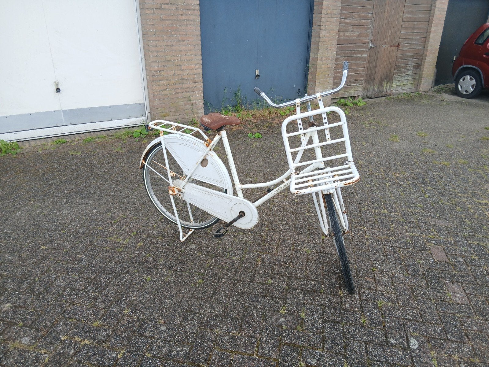 Witte Omafiets met Voordrager - Klassiek en Stevig, Fietsen en Brommers, Fietsen | Dames | Omafietsen, Ophalen, Terugtraprem, Onbekend