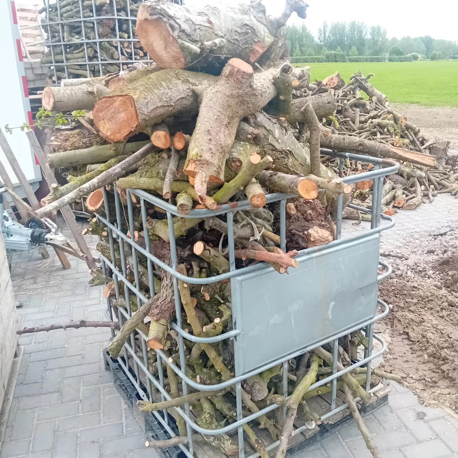 2 kratten stammenhout, Tuin en Terras, Haardhout, 3 tot 6 m³, Ophalen, Overige houtsoorten, Stammen
