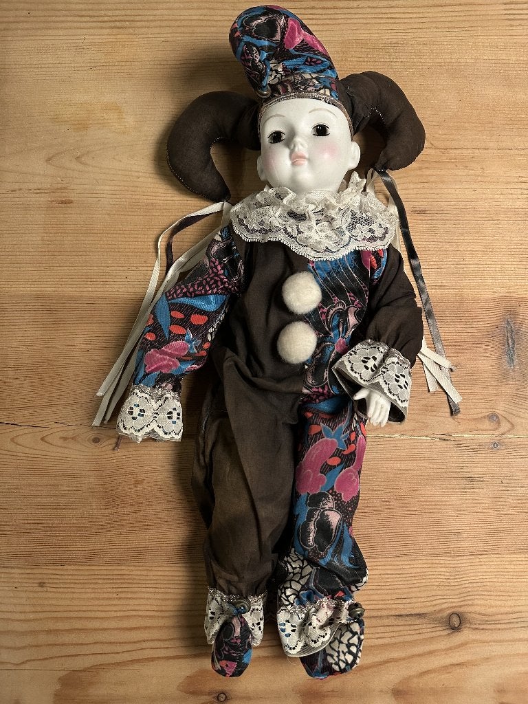 Porceleinen clowntjes pop 47cm h x 20 cm b, Verzamelen, Ophalen of Verzenden, Pop
