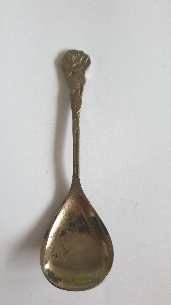 1102 suikerlepel roos speculum plate - 2/3 koper en 1/3 tin, Verzenden, Rvs of Chroom