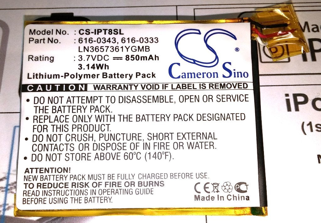 Apple Ipod Touch 1 Cameron SINO CS-IPT8SL 3.7V 850mA Accu, Ophalen of Verzenden, Nieuw, Voeding, Touch