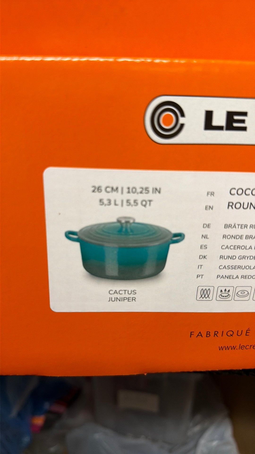 Le Creuset Cocotte Rond 26cm Cactus Juniper, Ophalen of Verzenden, Nieuw, Gietijzer