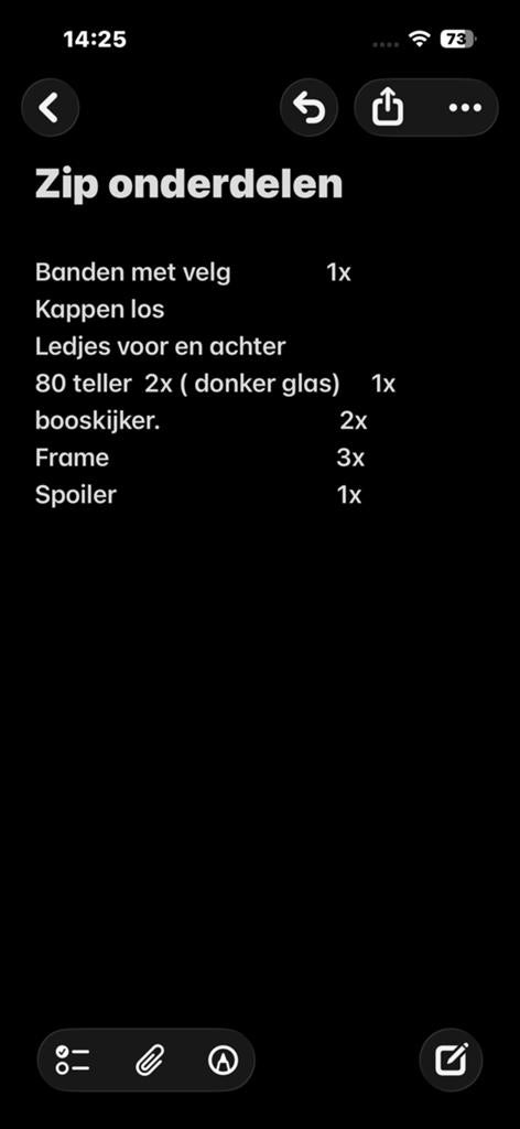 Zip onderdelen: Banden, kappen, tellers, frame, spoiler, Ophalen, Gebruikt, Overige typen, Piaggio