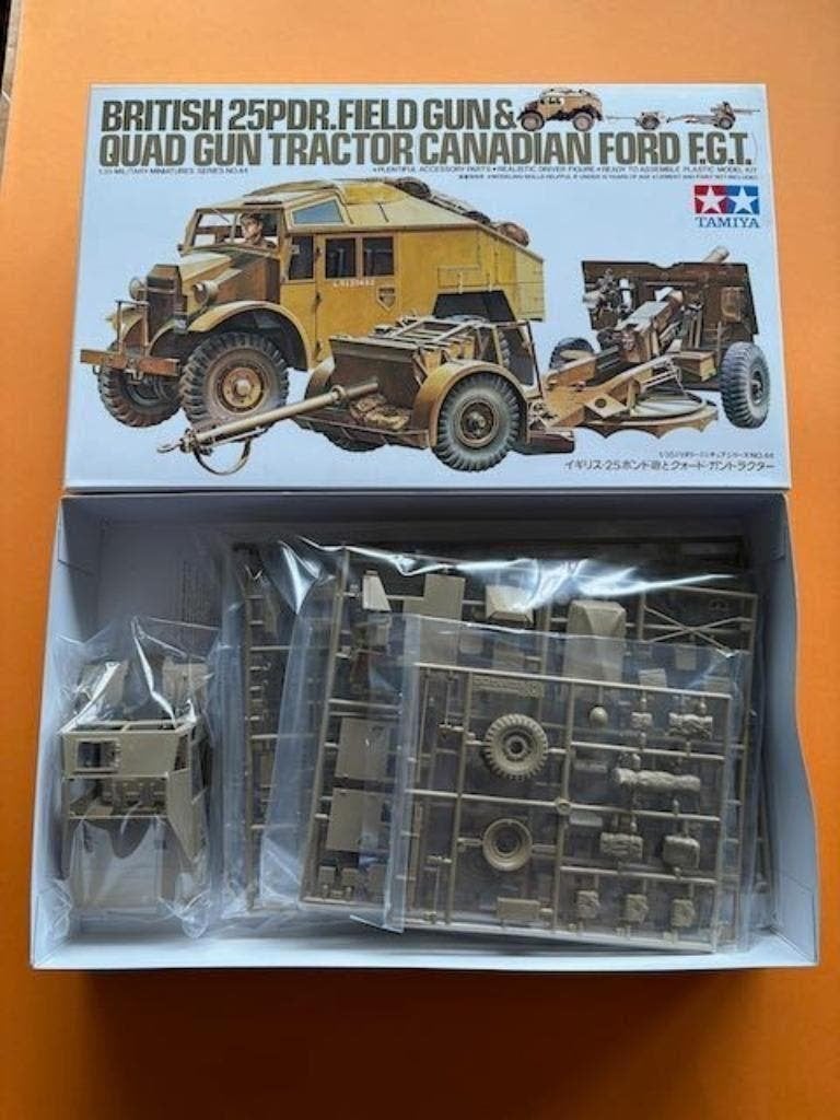 Tamiya	25Pdr. Field Gun & Quad Gun Tractor set 1/35 044, Hobby en Vrije tijd, Modelbouw | Auto's en Voertuigen, Ophalen of Verzenden