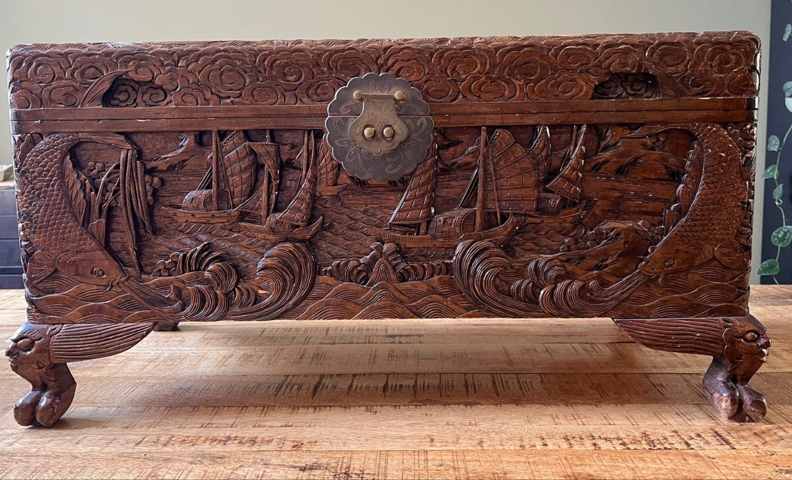 Mooie authentieke kamferhouten Chinese dekenkist, Huis en Inrichting, Woonaccessoires | Kisten, Ophalen of Verzenden