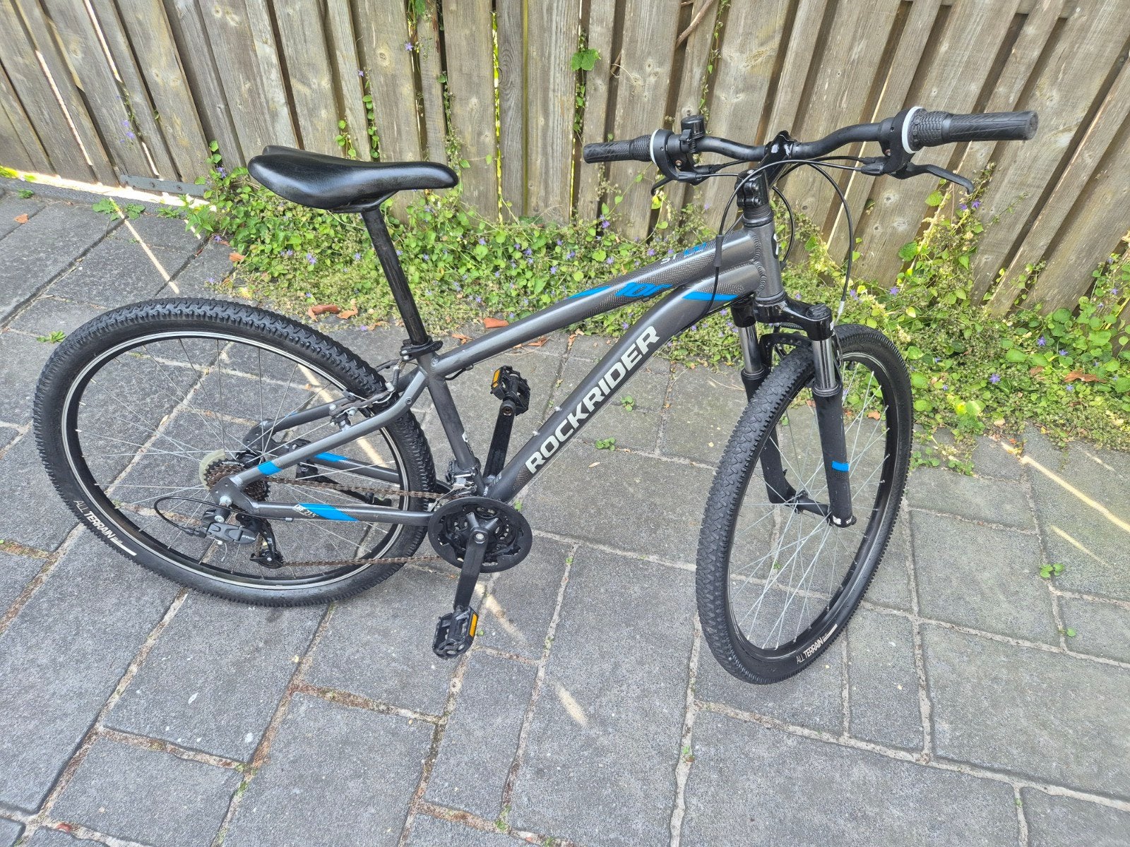 Rockrider ST100 Mountainbike - Grijs/Blauw, Gebruikt, 49 tot 53 cm, Schijfrem, Ophalen