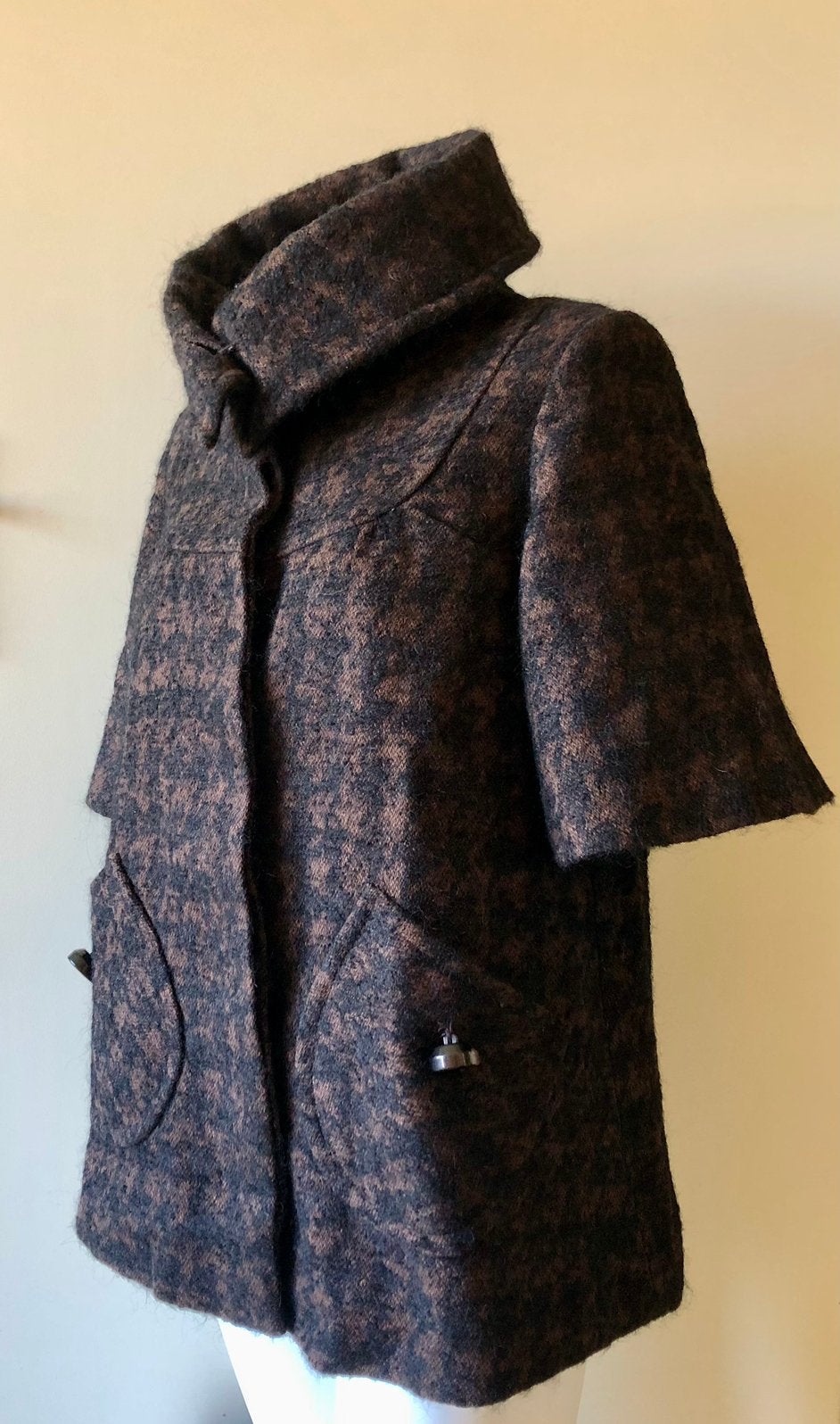 Originele bruin/zwart geruite jas van River Island maat S, Ophalen of Verzenden, Zo goed als nieuw, Zwart