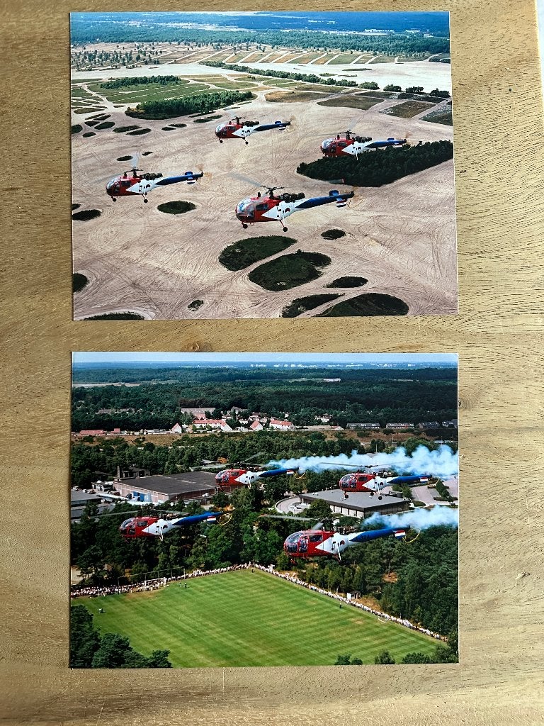 KLu Grasshoppers Alouette III foto’s – laatste vlucht, Ophalen of Verzenden, Zo goed als nieuw, Kaart, Foto of Prent