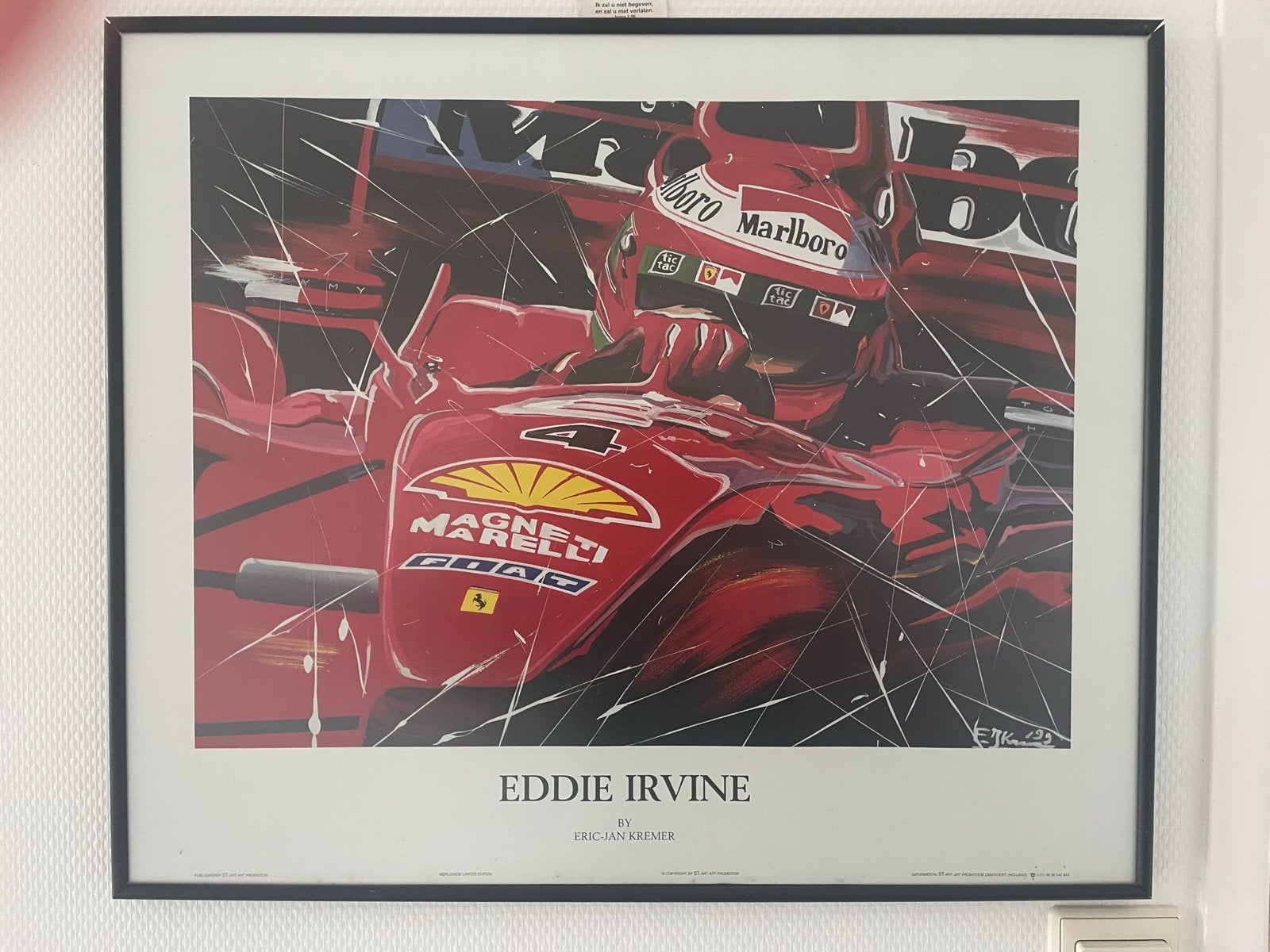 Eddie Irvine F1 Poster door Eric-Jan Kremer, Huis en Inrichting, Gebruikt, Oorspronkelijke maker, Ophalen of Verzenden, Foto of Poster