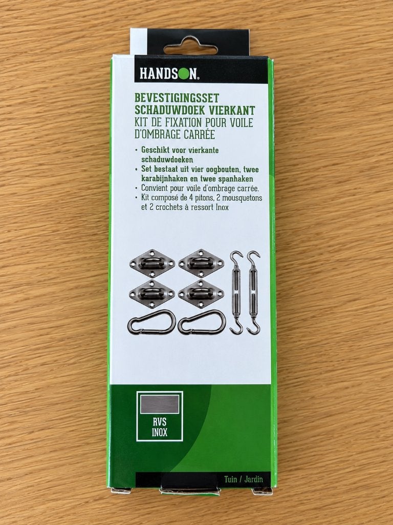 Nieuwe RVS bevestigingsset voor schaduwdoek – Handson, Ophalen of Verzenden, Nieuw