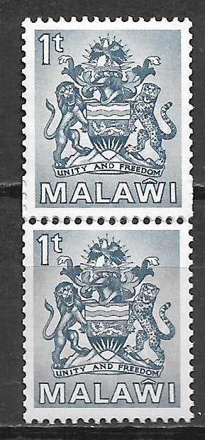 Malawi 1975 Rolzegel landswapen samengehecht paar pfr, Verzenden, Overige landen, Postfris