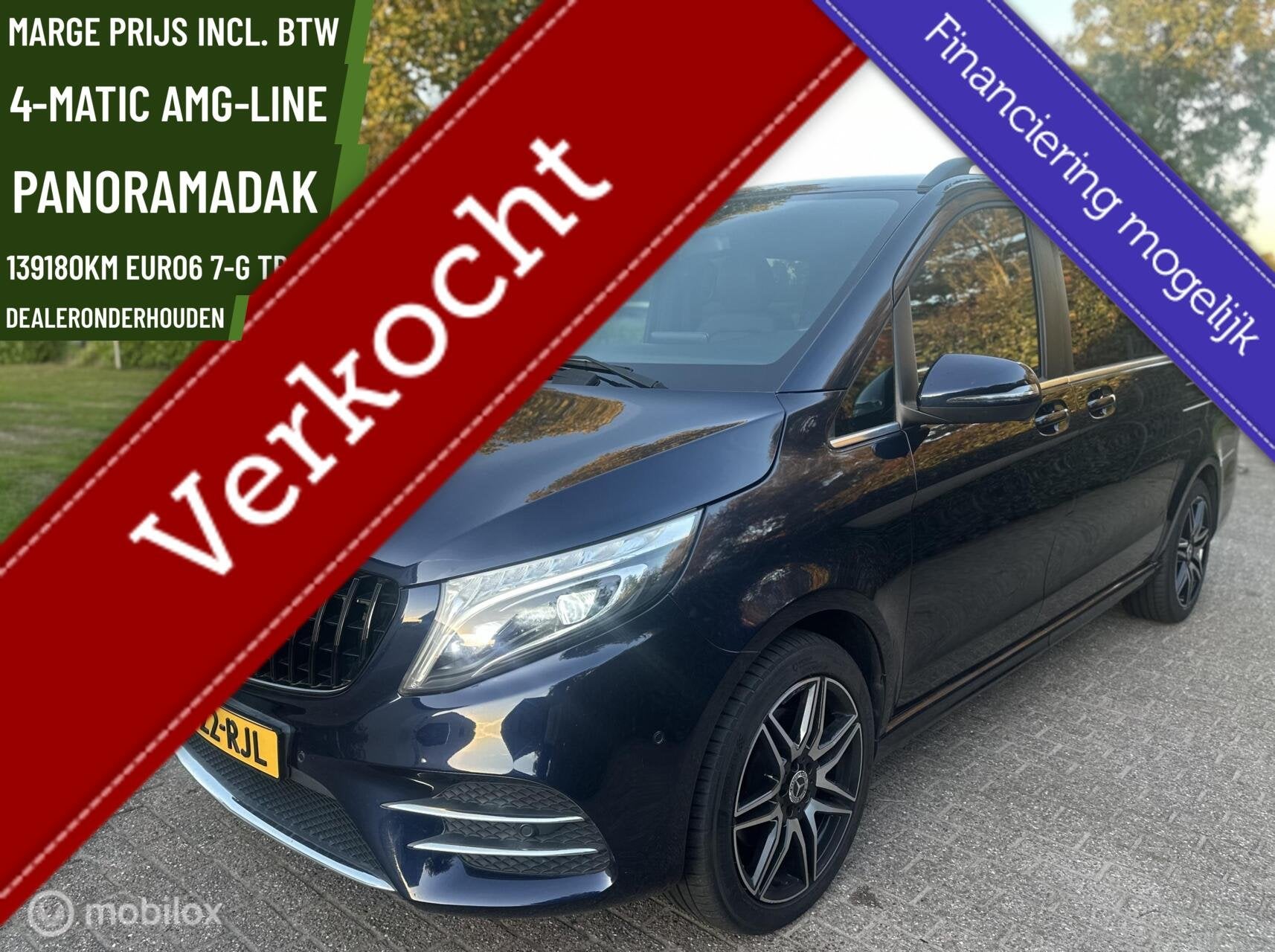 Mercedes V-klasse 250d 4-MATIC PANO DC AMG Exclusive MARGE, Automaat, Dealer onderhouden, Gebruikt, Blauw