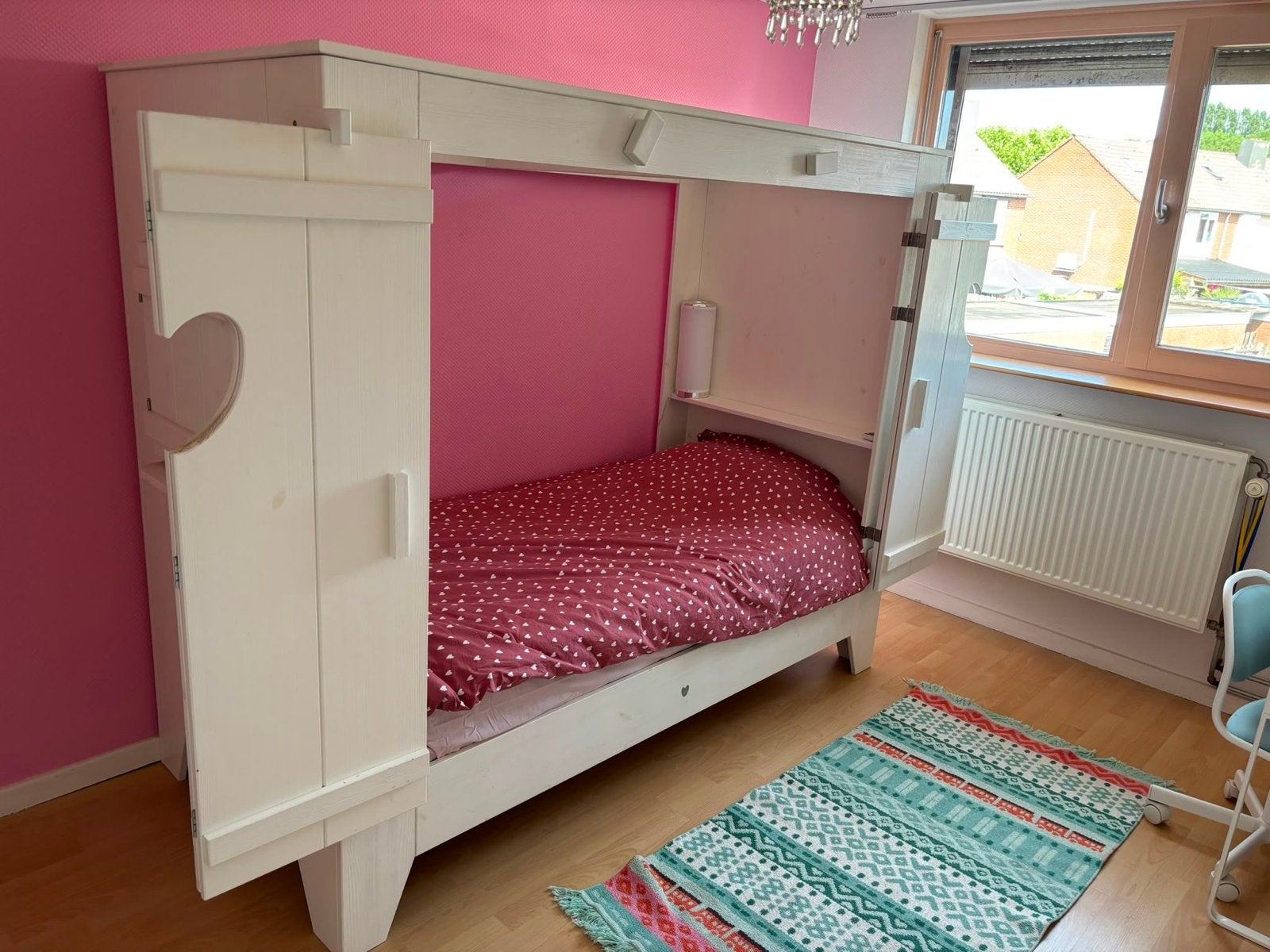 Lief! Bedstee met luikjes en schapjes, 85 tot 100 cm, Gebruikt, 180 cm of meer, Ophalen