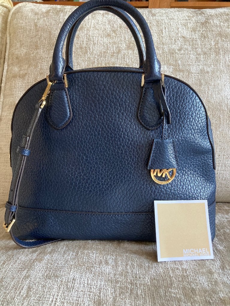 Michael Kors leren satchel donkerblauw/handtas/crossbody, Verzenden, Zo goed als nieuw, Blauw, Handtas