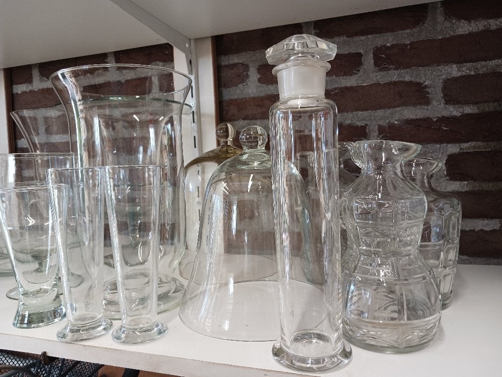 glazen vazen/stolpen/karafjes (18 st), Huis en Inrichting, Ophalen, Op voet