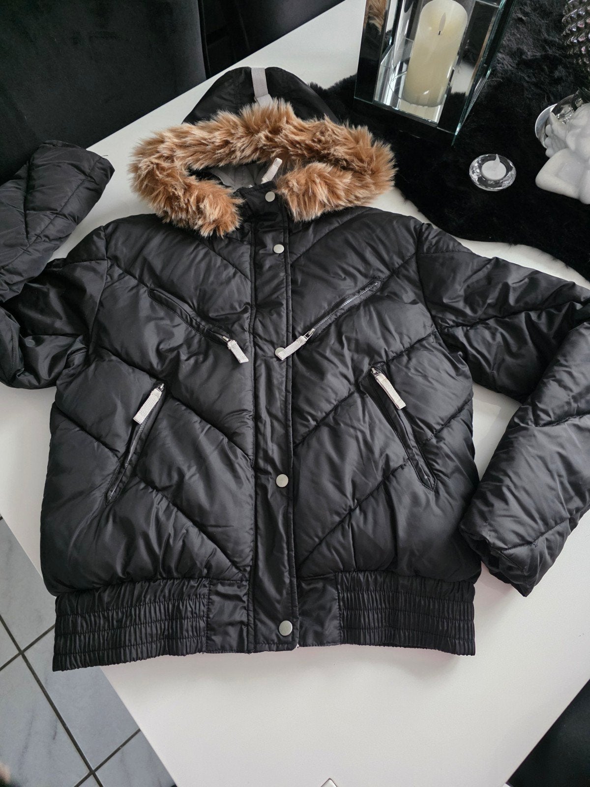 winterjas kort model 42, Ophalen of Verzenden, Zo goed als nieuw, Zwart