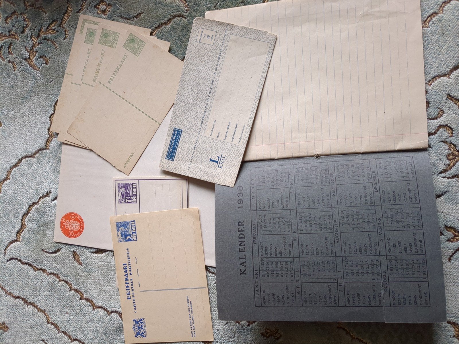 Oude brieven, briefkaarten en schriftje met kalender 1938, Ophalen of Verzenden, 1920 tot 1940, Ongelopen, Zuid-Holland