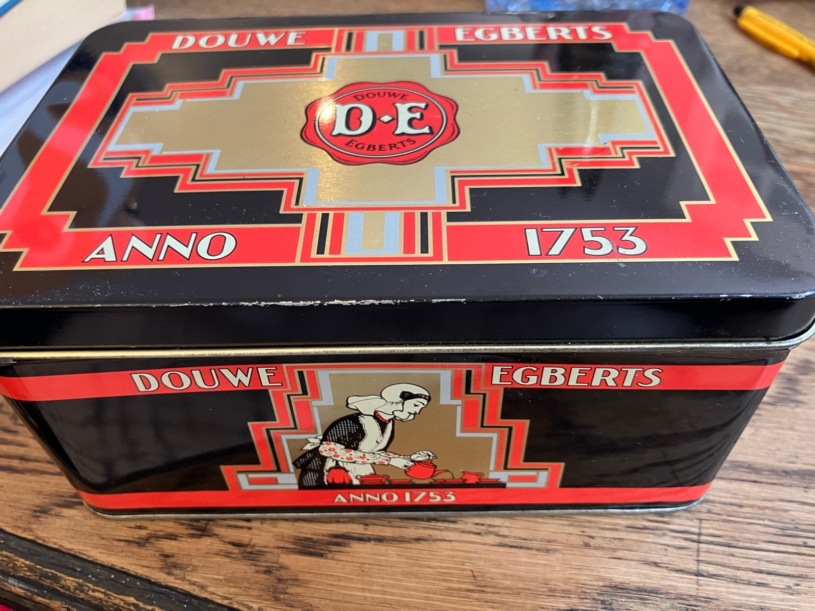 Vintage Douwe Egberts Blik - Anno 1753, Verzamelen, Blikken, Ophalen of Verzenden, Gebruikt, Koffie, Douwe Egberts