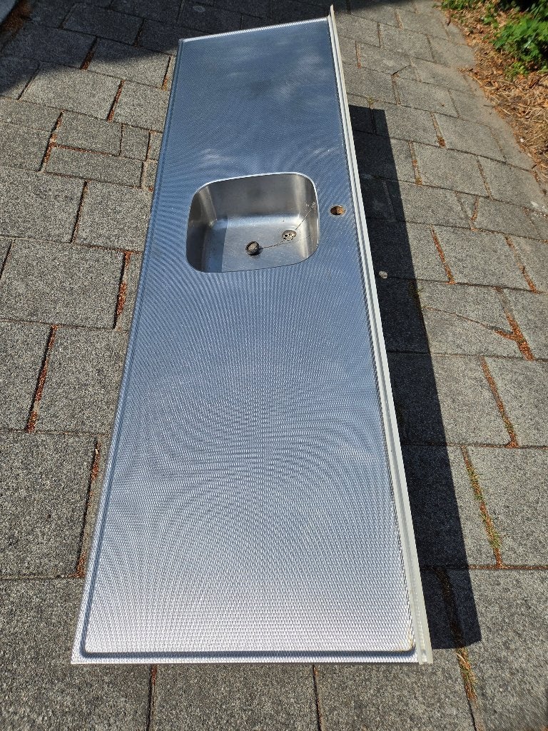 RVS Aanrechtblad met kraan, Ophalen, Zo goed als nieuw, 200 cm of meer, Minder dan 100 cm
