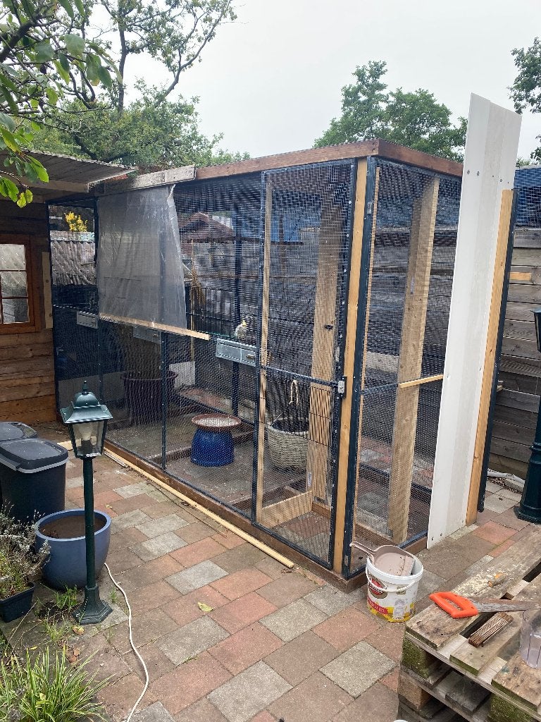 Aluminium volière met vogels, Ophalen, Gebruikt, Aluminium, Volière