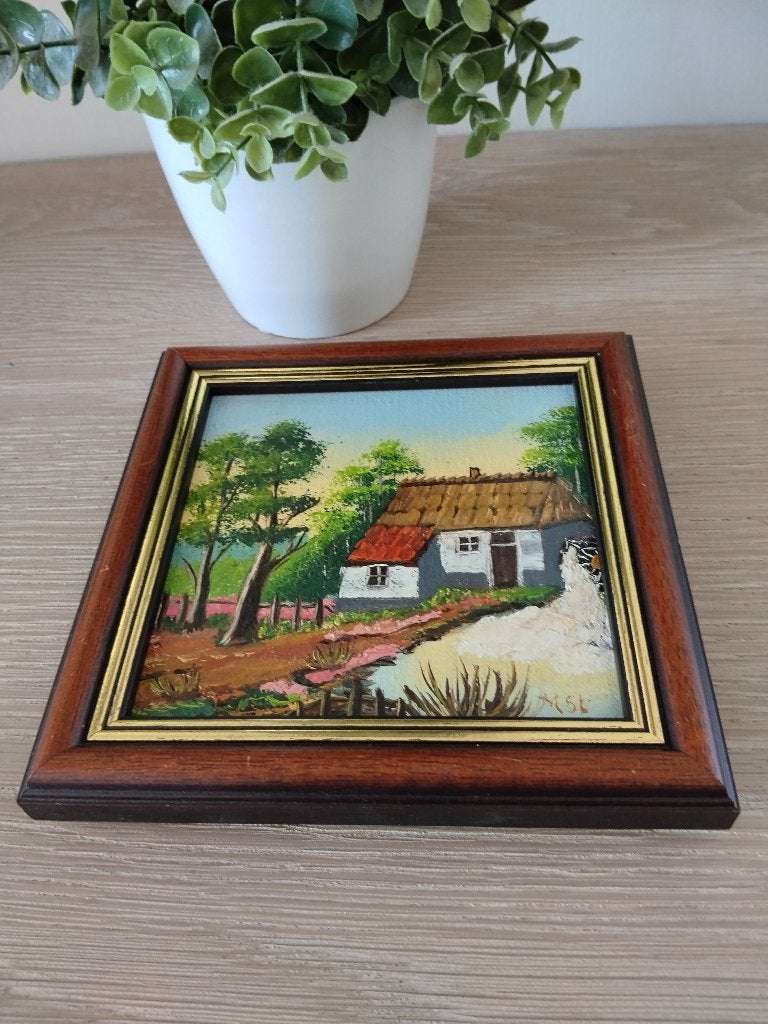 vintage schilderijtje, Ophalen of Verzenden, Handgeschilderd, Landschap