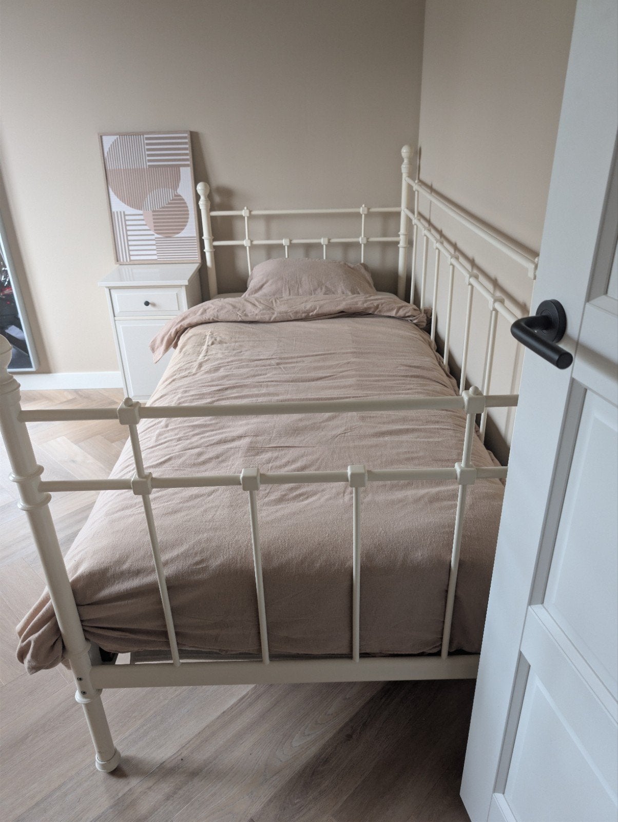 IKEA Tromsnes eenpersoonsbed met matras en lattenbodem, Huis en Inrichting, Slaapkamer | Bedden, Ophalen, 90 cm, Eenpersoons, Wit