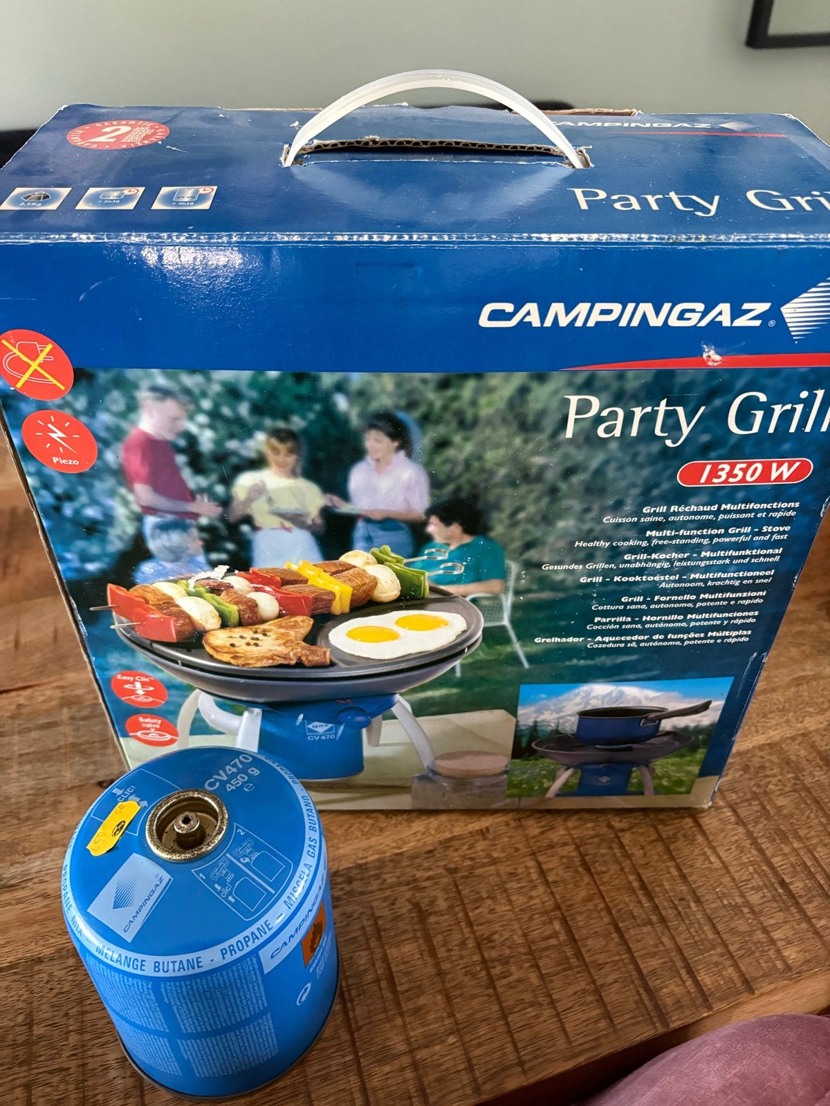 Campingaz Party Grill 1350W met gasfles, Tuin en Terras, Ophalen of Verzenden, Zo goed als nieuw